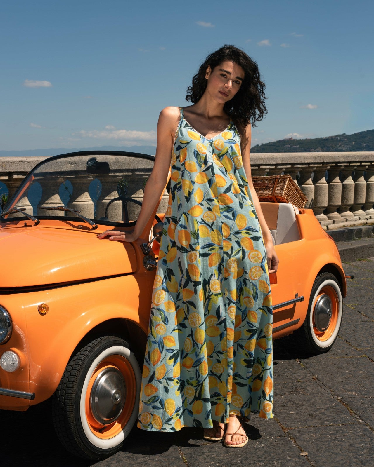Universal Standard Kite Linen Blend Dress - Limoncello Print