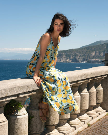 Universal Standard Kite Linen Blend Dress - Limoncello Print