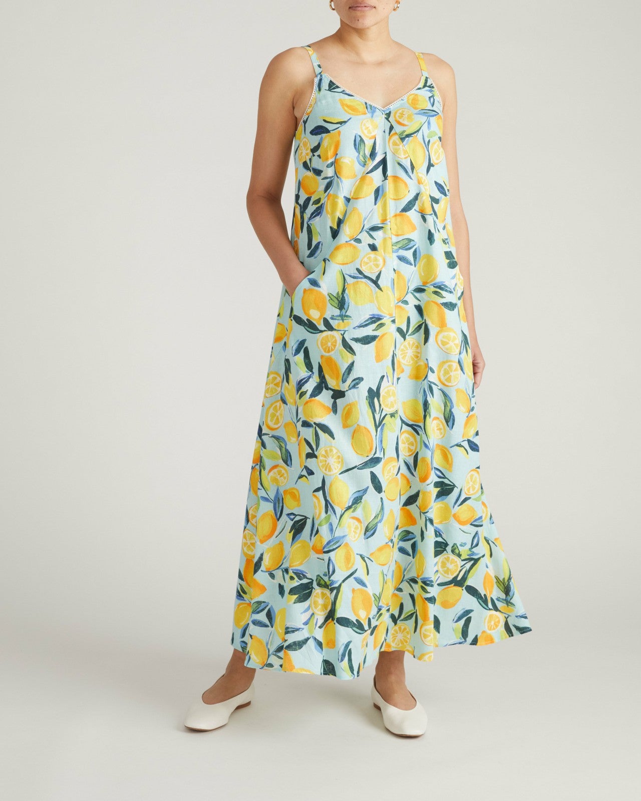 Universal Standard Kite Linen Blend Dress - Limoncello Print
