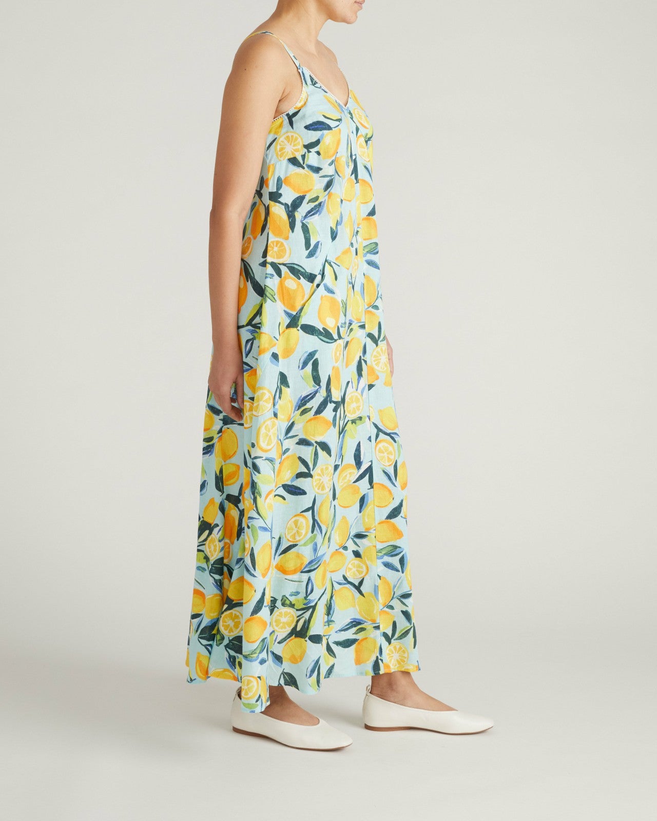 Universal Standard Kite Linen Blend Dress - Limoncello Print
