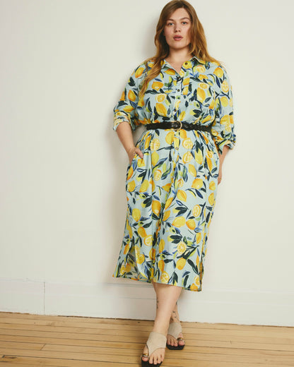 Universal Standard Odeon Linen Blend Shirtdress - Limoncello Print