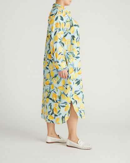 Universal Standard Odeon Linen Blend Shirtdress - Limoncello Print