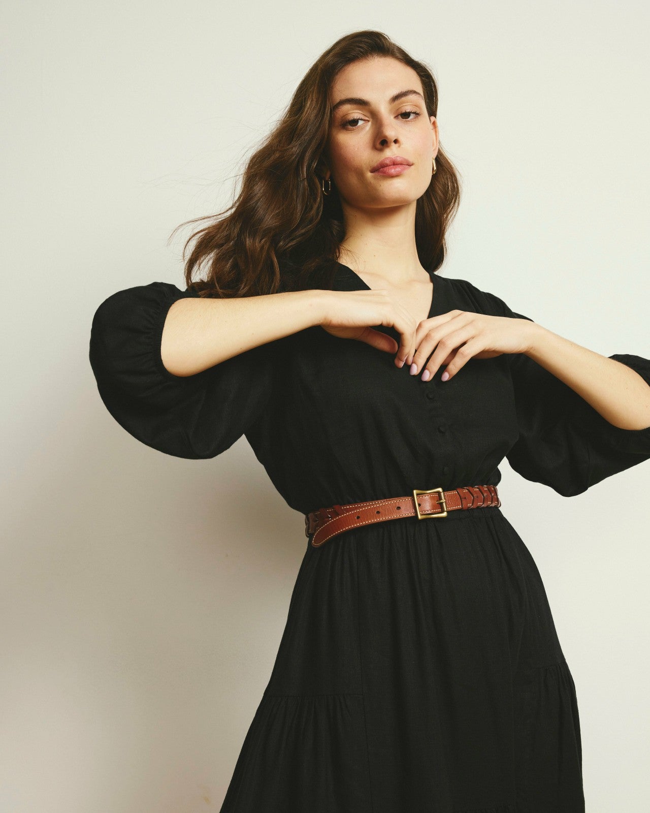 Universal Standard Sorrento Linen Blend Midi Dress - Black