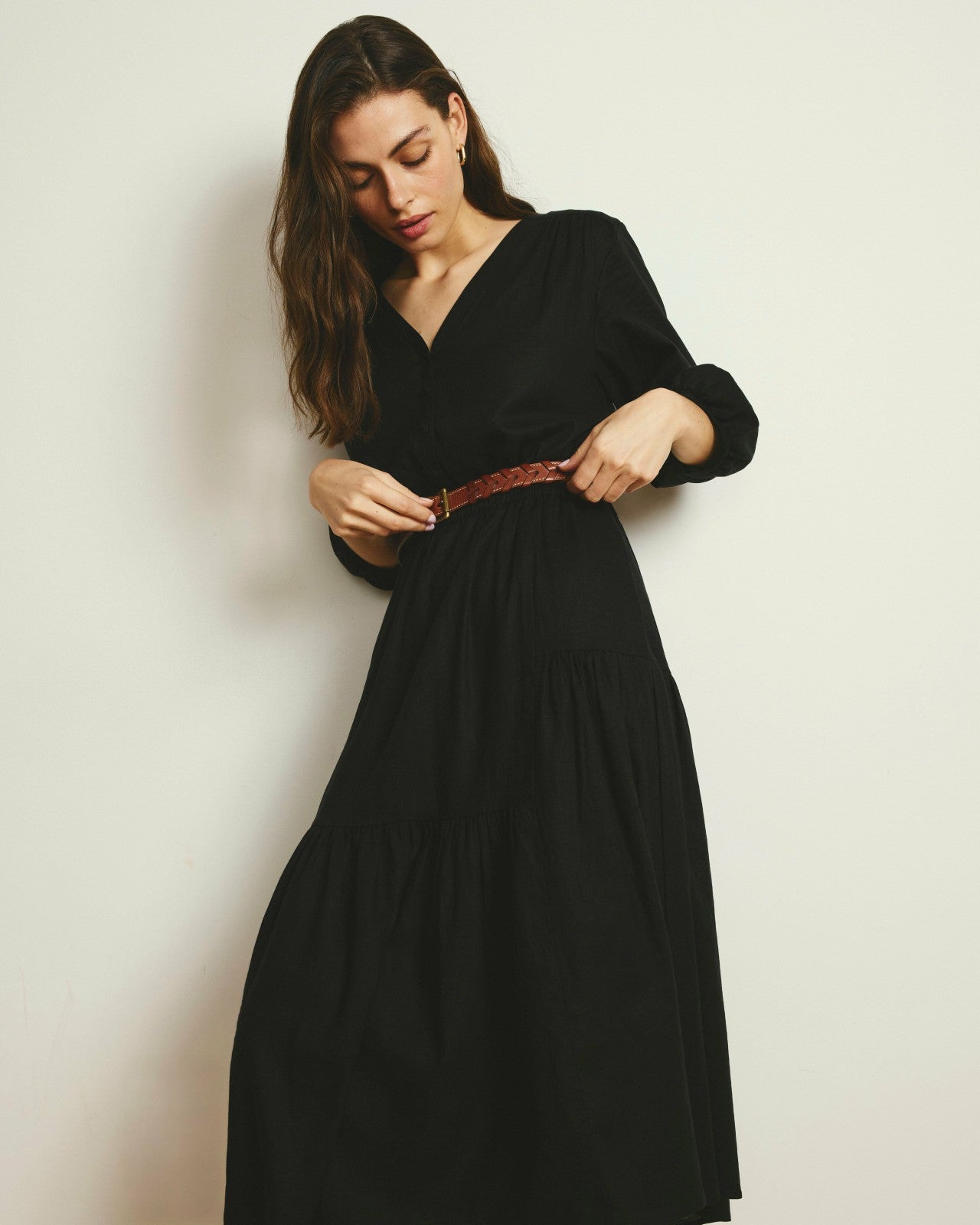 Universal Standard Sorrento Linen Blend Midi Dress - Black