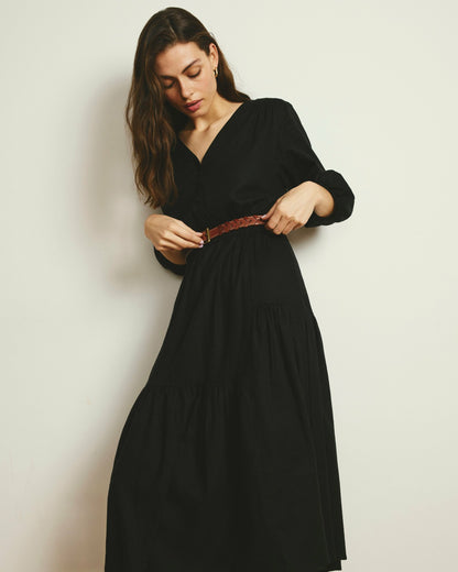 Universal Standard Sorrento Linen Blend Midi Dress - Black