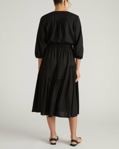 Universal Standard Sorrento Linen Blend Midi Dress - Black