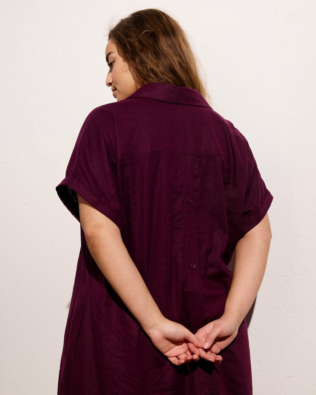 Universal Standard Sunshine Linen Blend Polo Dress - Acai