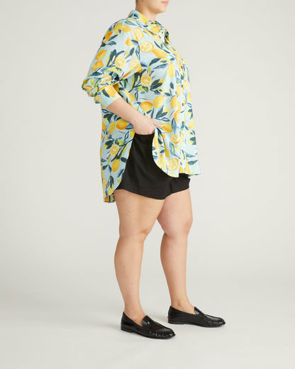 Universal Standard Dawn Linen Blend Hi Low Tunic - Limoncello Print