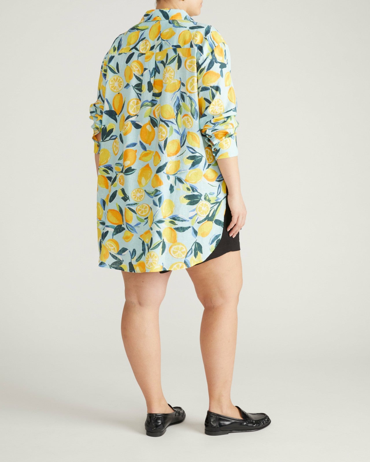 Universal Standard Dawn Linen Blend Hi Low Tunic - Limoncello Print