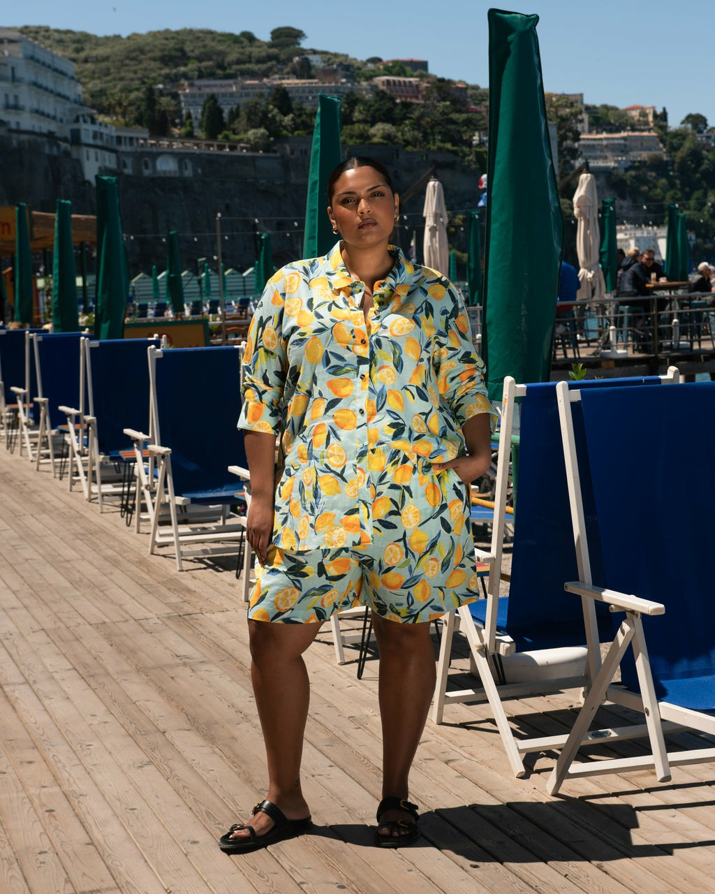 Universal Standard Dawn Linen Blend Hi Low Tunic - Limoncello Print