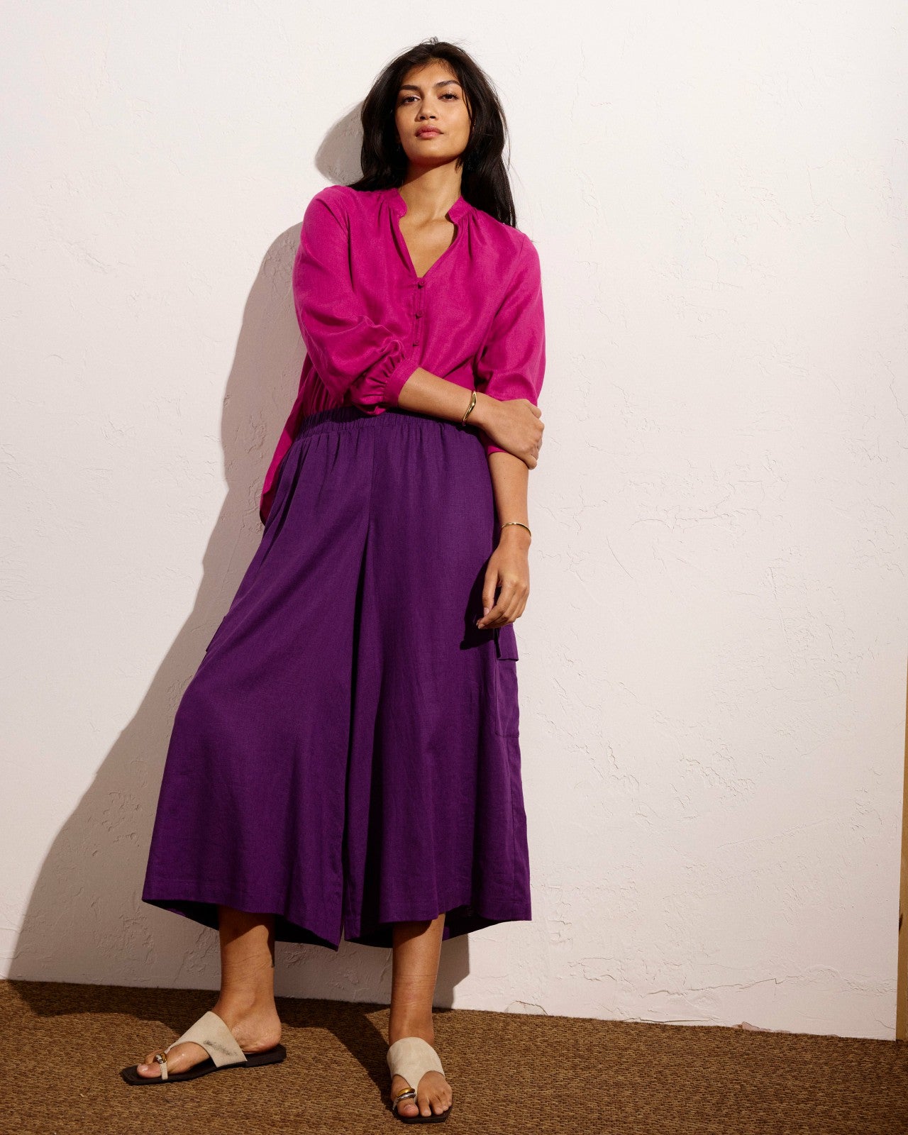 Universal Standard Avalon Linen Blend Blouse - Hyper Pink
