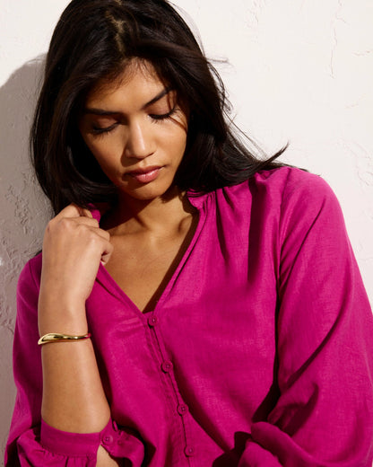 Universal Standard Avalon Linen Blend Blouse - Hyper Pink