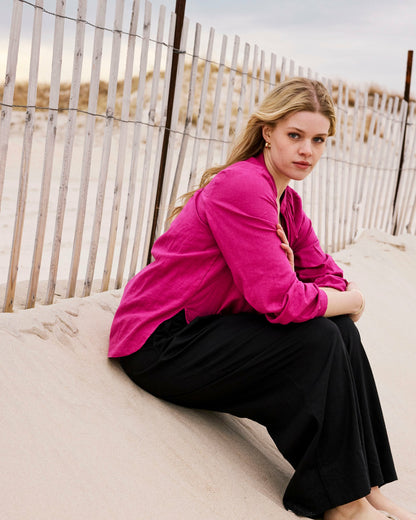 Universal Standard Avalon Linen Blend Blouse - Hyper Pink