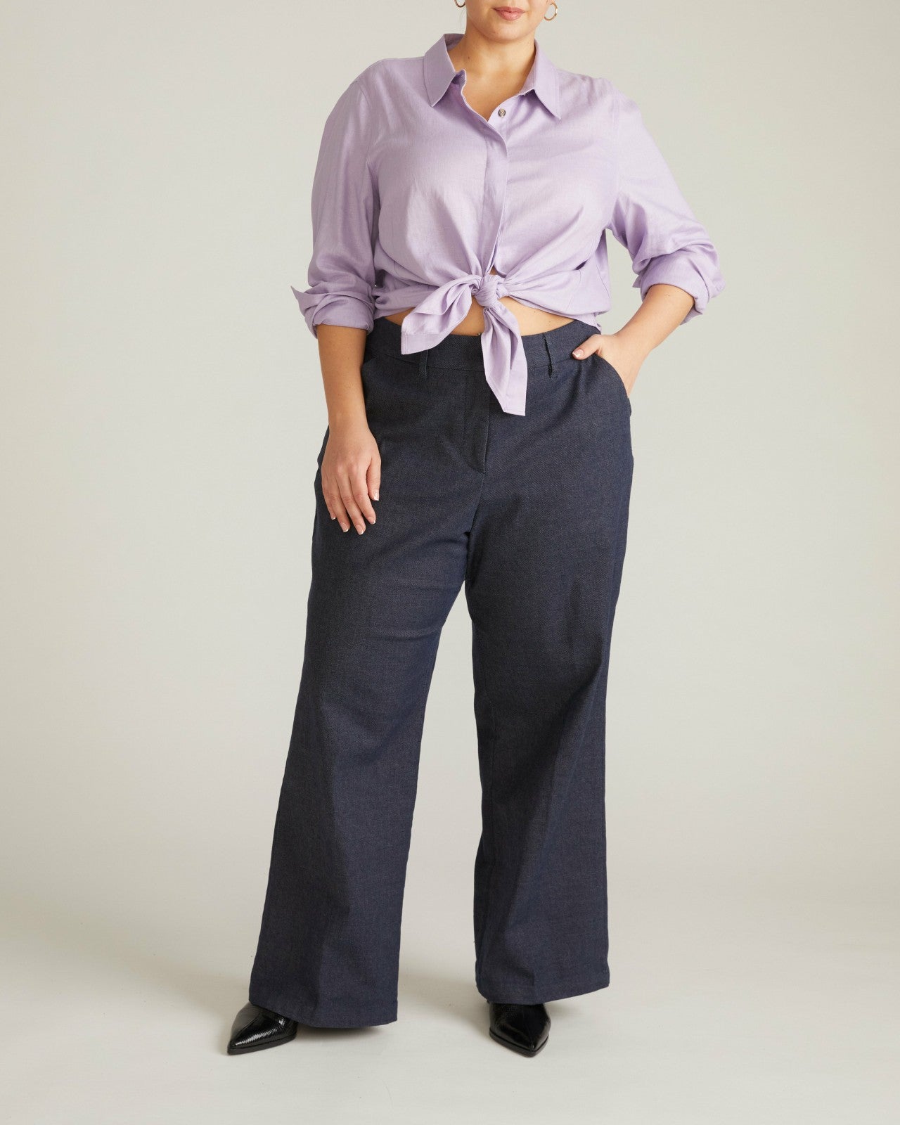 Universal Standard Elbe Stretch Linen Blend Shirt - Orchid