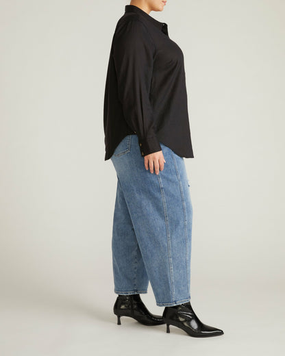 Universal Standard Elbe Stretch Linen Blend Shirt - Black