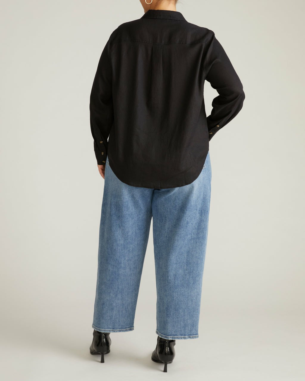 Universal Standard Elbe Stretch Linen Blend Shirt - Black