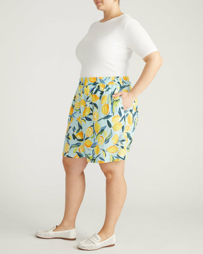 Universal Standard Juniper Linen Blend Easy Pull-On Shorts - Limoncello Print