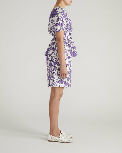 Universal Standard Juniper Linen Blend Easy Pull-On Shorts - Purple Majolica Print