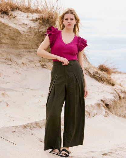Universal Standard Marley Wide Leg Linen Blend Pants - Camo