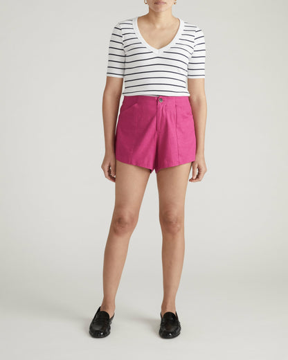 Universal Standard Coastal Linen Blend Shorts - Hyper Pink