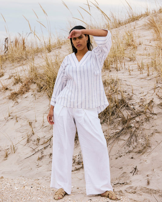 Universal Standard Marley Wide Leg Linen Blend Pants - White