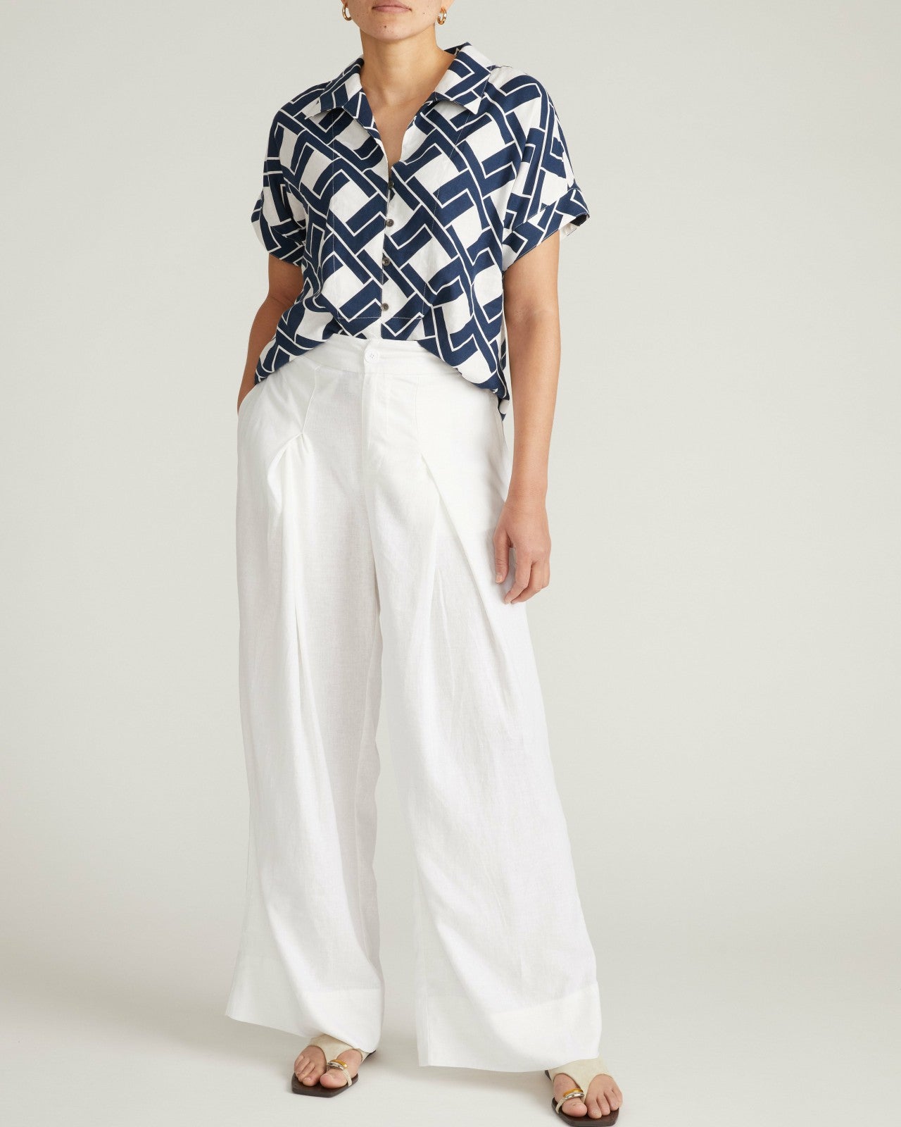 Universal Standard Marley Wide Leg Linen Blend Pants - White