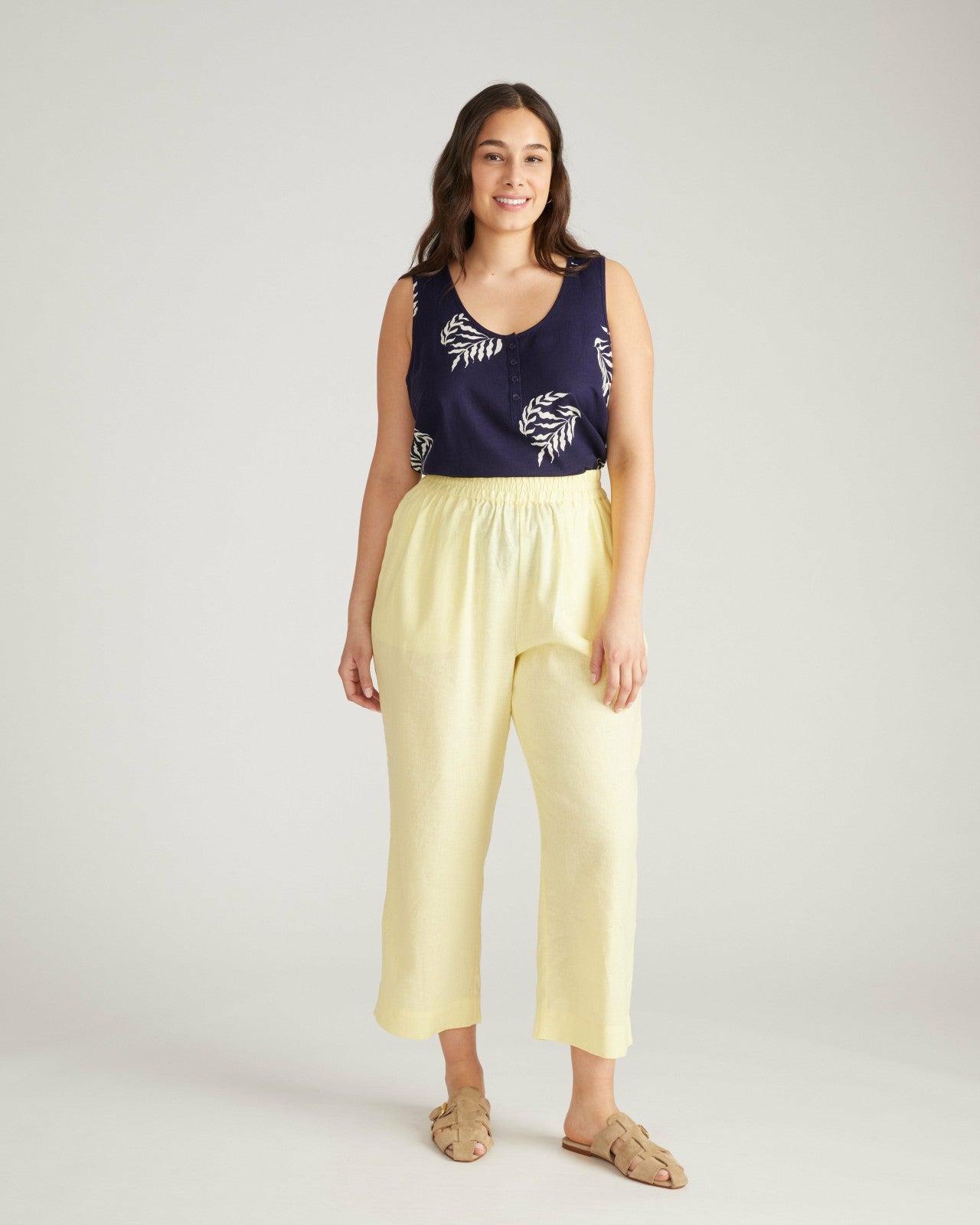 Universal Standard Iris Linen Blend Easy Pull-On Pants - Twinkle