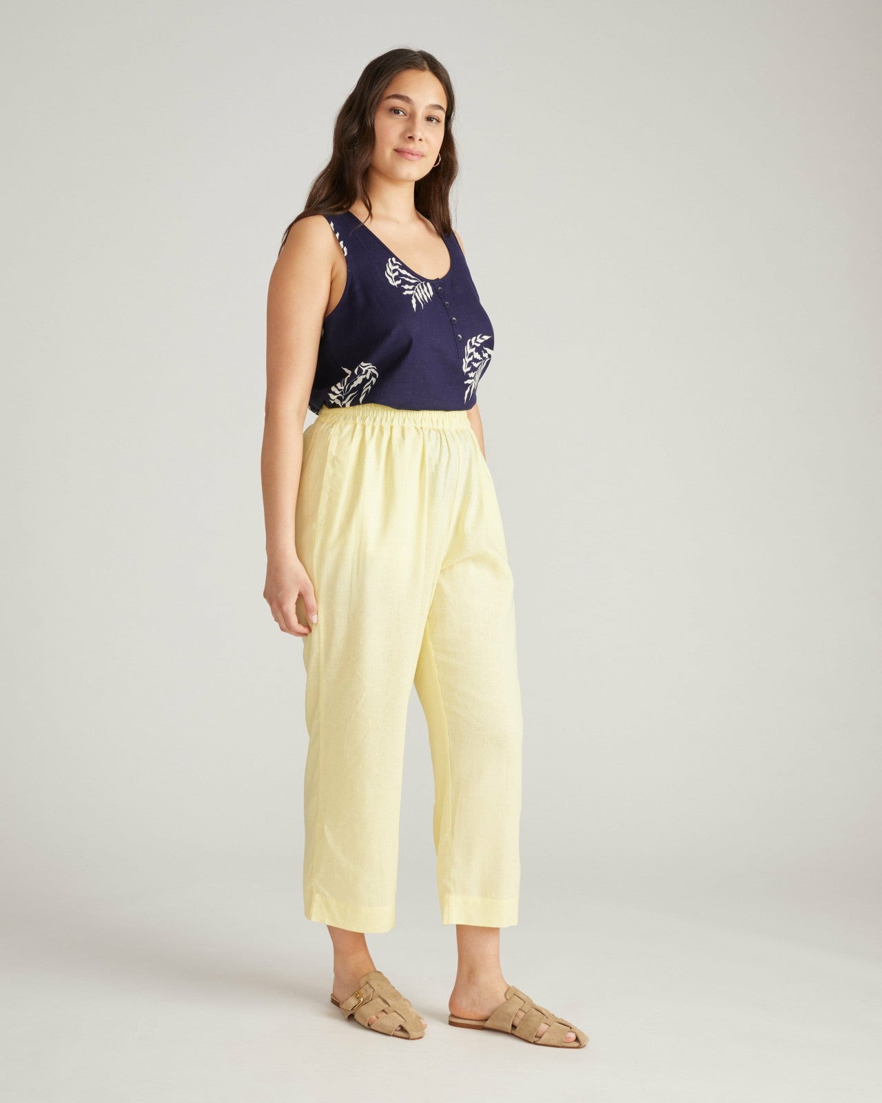Universal Standard Iris Linen Blend Easy Pull-On Pants - Twinkle