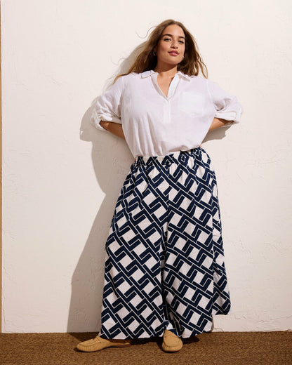 Universal Standard Palazzo Cargo Linen Blend Pant - Geometrica Print