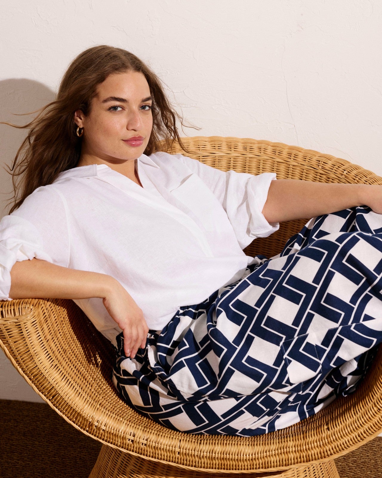 Universal Standard Palazzo Cargo Linen Blend Pant - Geometrica Print