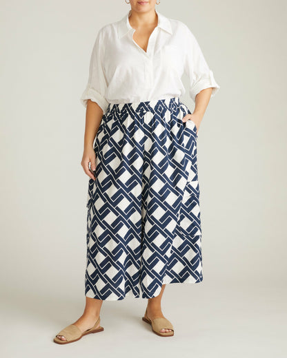 Universal Standard Palazzo Cargo Linen Blend Pant - Geometrica Print