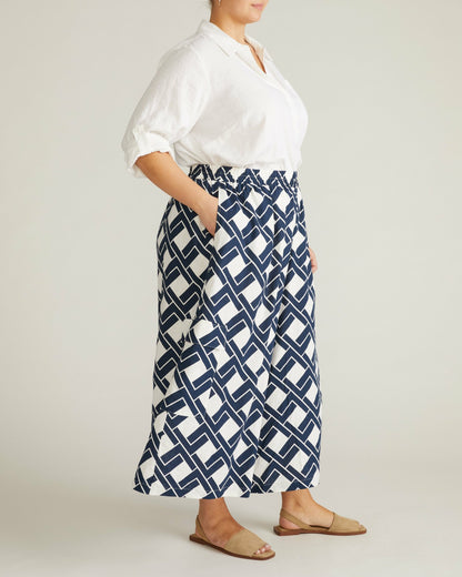 Universal Standard Palazzo Cargo Linen Blend Pant - Geometrica Print