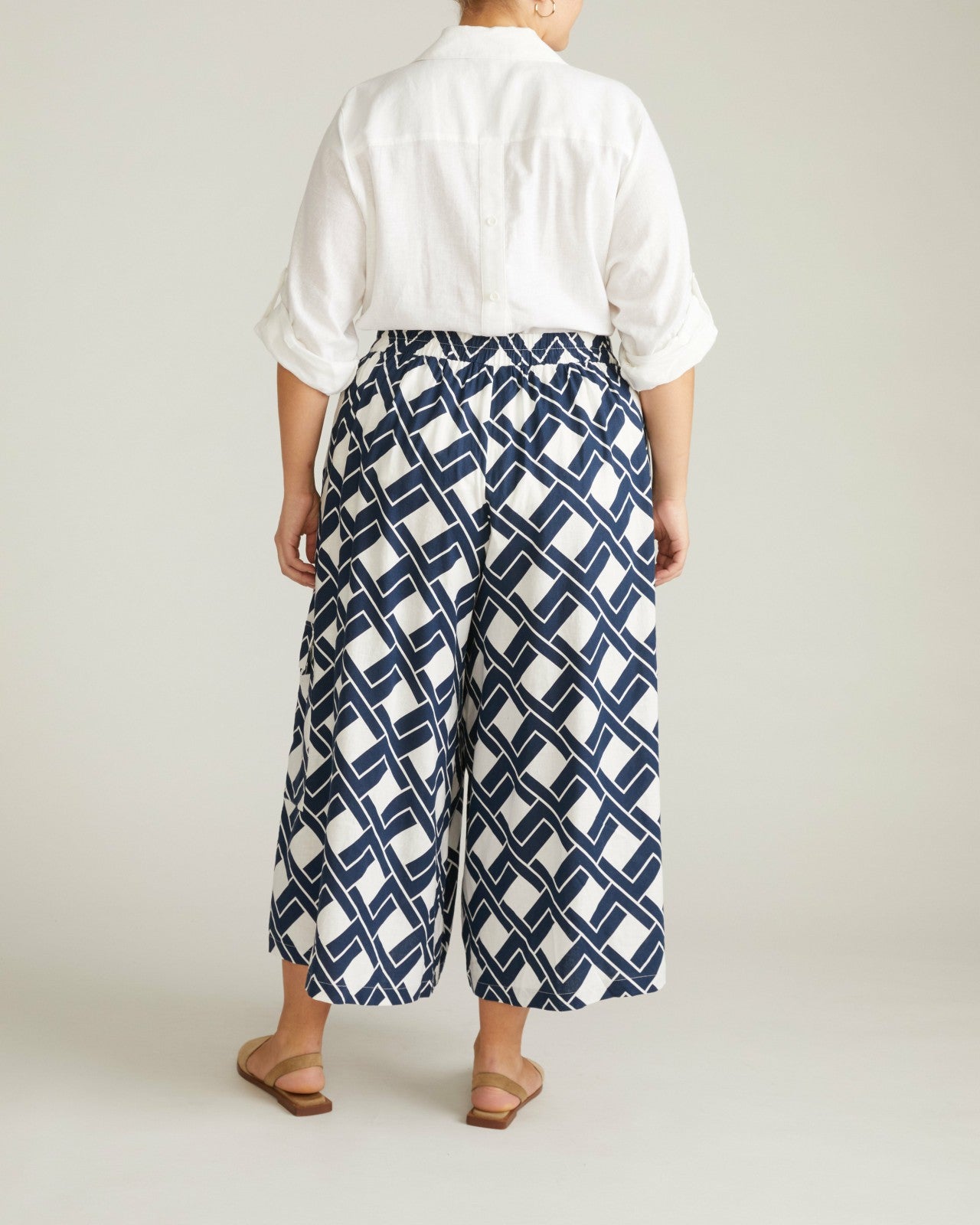 Universal Standard Palazzo Cargo Linen Blend Pant - Geometrica Print