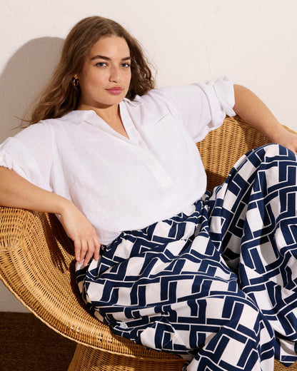 Universal Standard Palazzo Cargo Linen Blend Pant - Geometrica Print