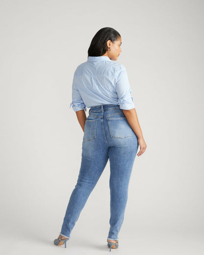 Universal Standard Joni High Rise Curve Slim Leg Jeans 32 Inch - Bright Indigo