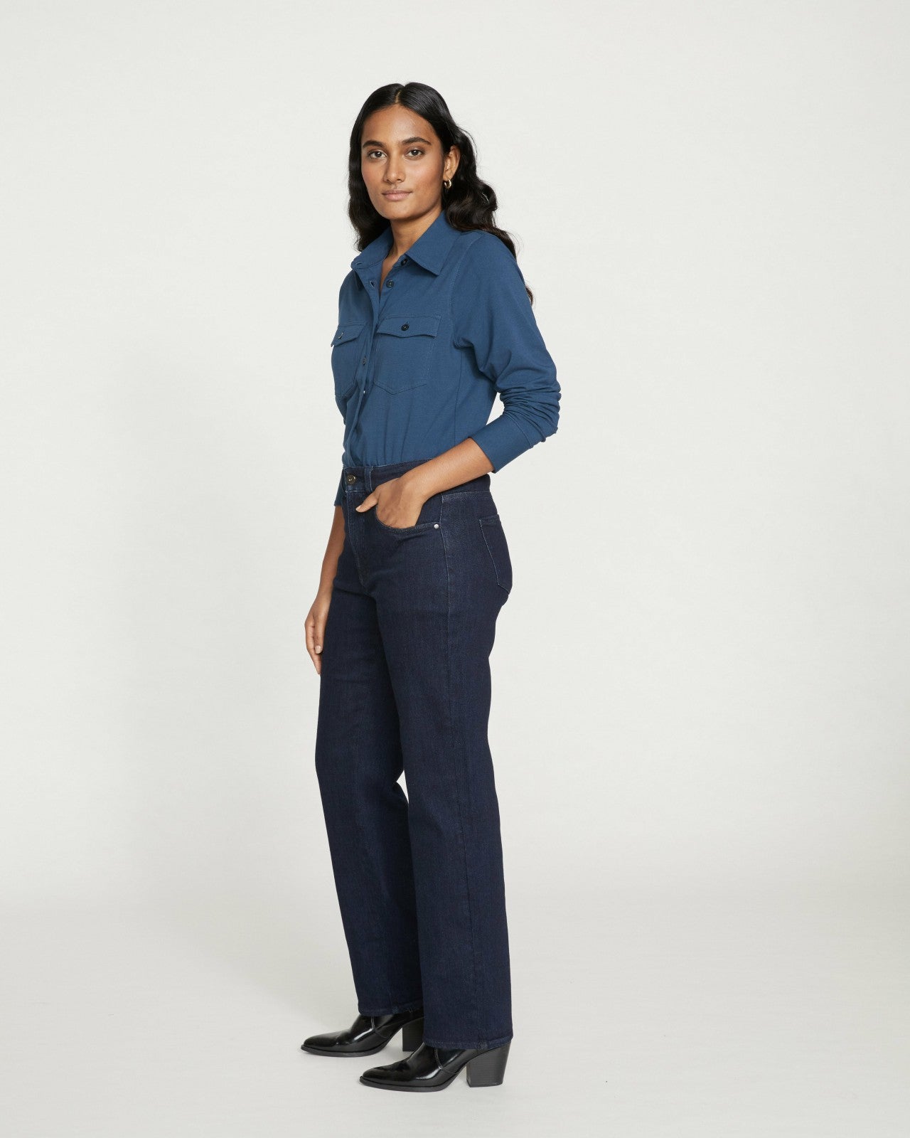 Universal Standard Etta High Rise Straight Leg Jeans 31 Inch - Dark Indigo