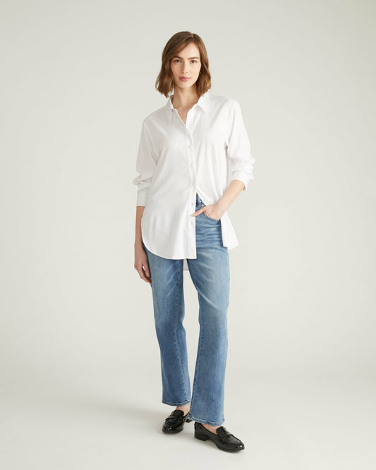 Universal Standard Etta High Rise Straight Leg Jeans 31 Inch - Distressed Washed Indigo