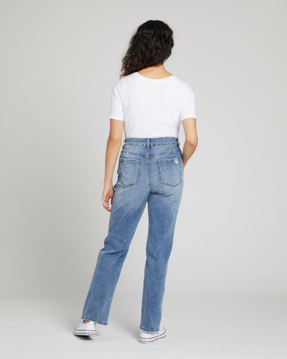 Universal Standard Donna High Rise Curve Straight Leg Jeans 32 Inch - Distressed Indigo