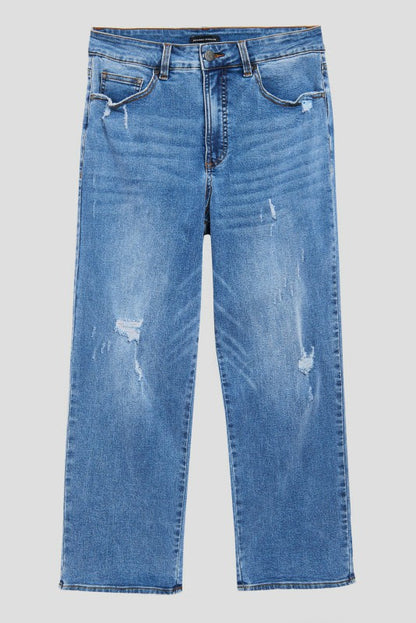 Universal Standard Donna High Rise Curve Straight Leg Jeans 32 Inch - Distressed Indigo