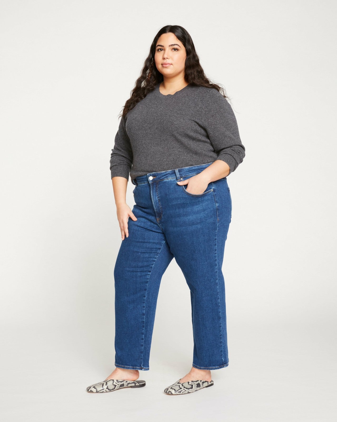 Universal Standard Etta High Rise Straight Leg Jeans 28 Inch - Aged Indigo