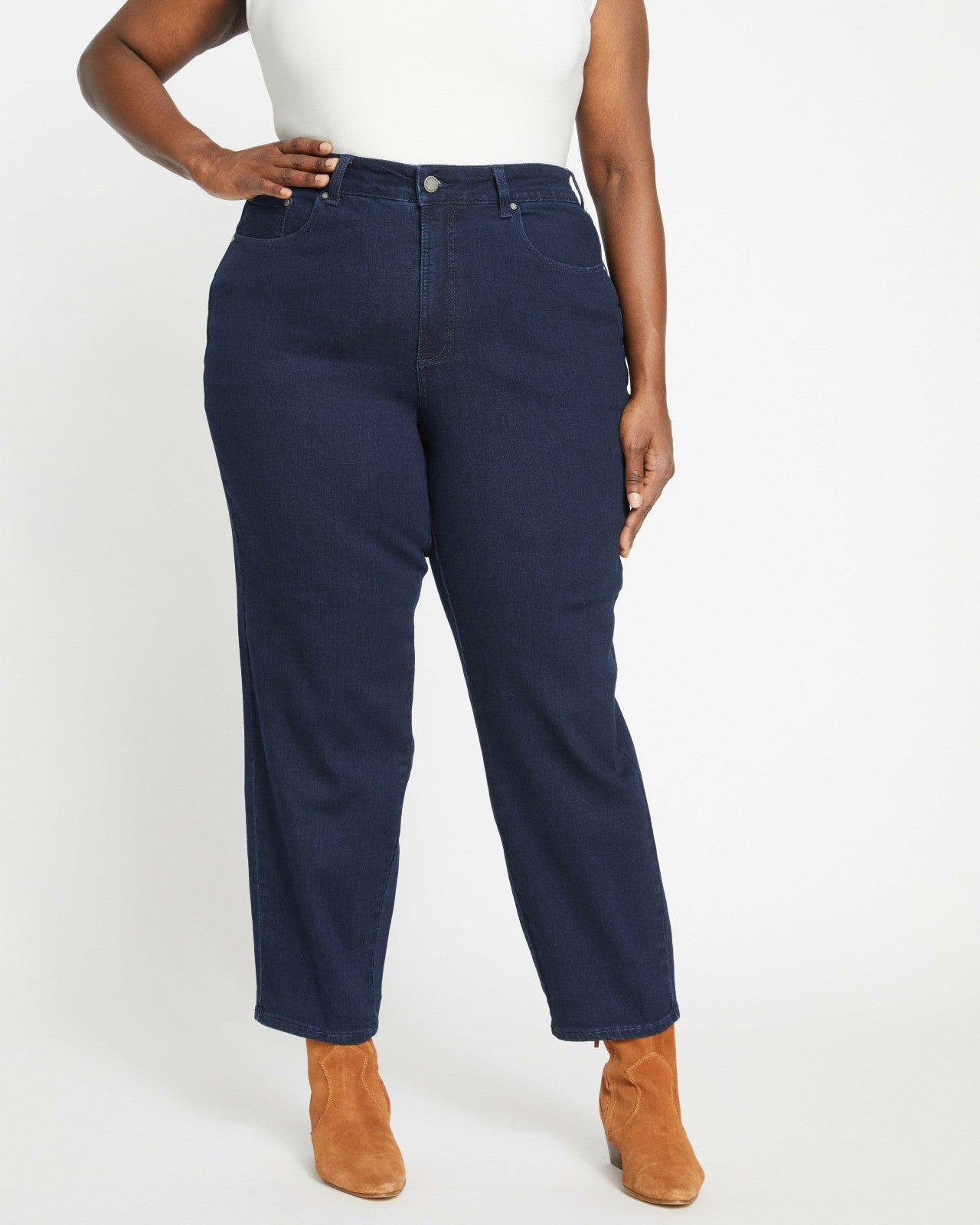 Universal Standard Dylan High Rise Tapered Jeans 29 Inch - Dark Indigo