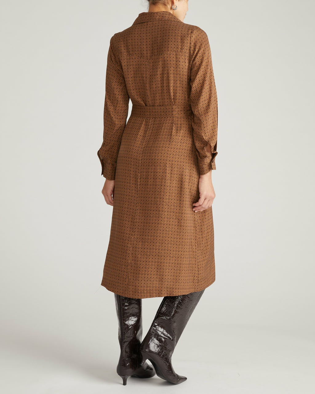 Universal Standard Cooling Stretch Cupro Savannah Dress - Brown Hacienda Print