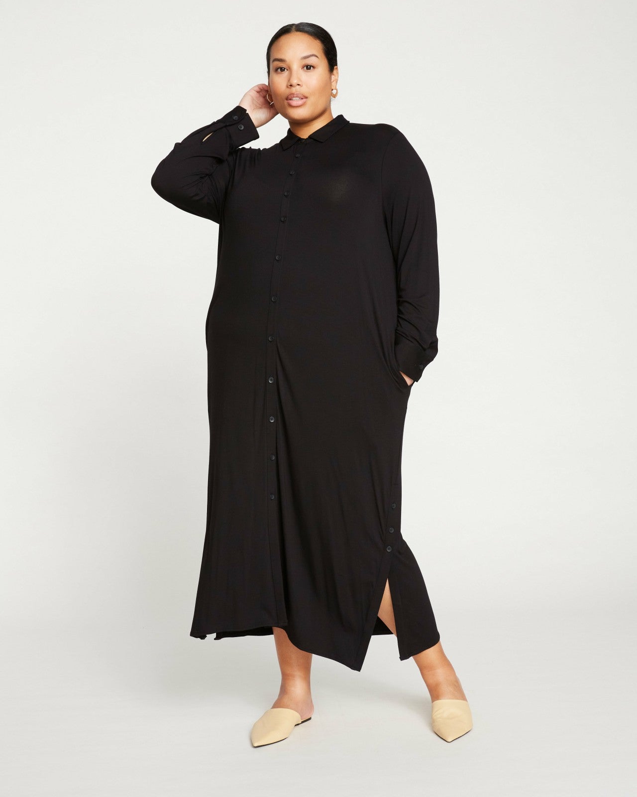 Universal Standard Sally Liquid Jersey Shirt Dress - Black