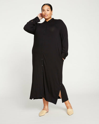 Universal Standard Sally Liquid Jersey Shirt Dress - Black