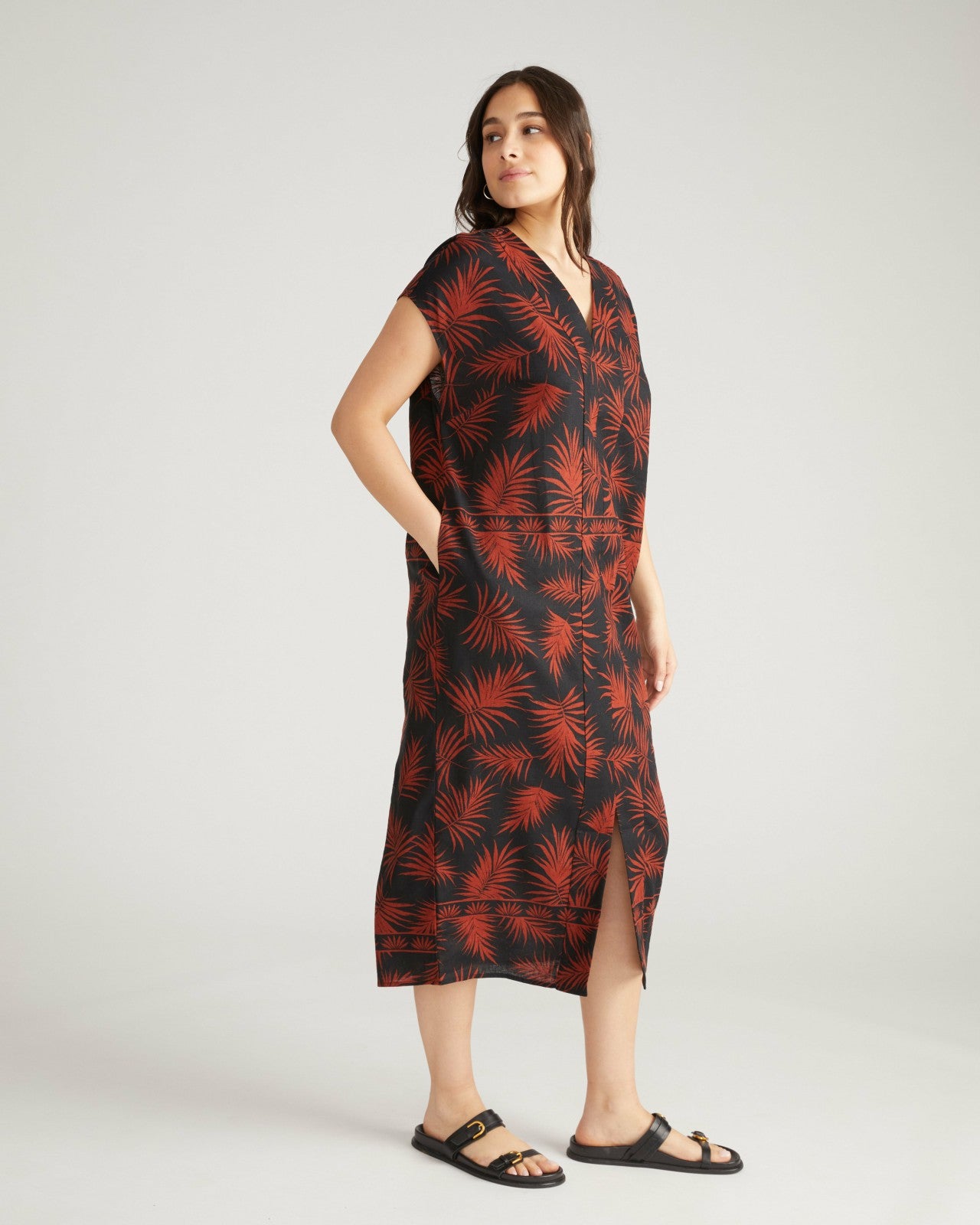 Universal Standard Cabana Linen Blend Kaftan - Bohem Print