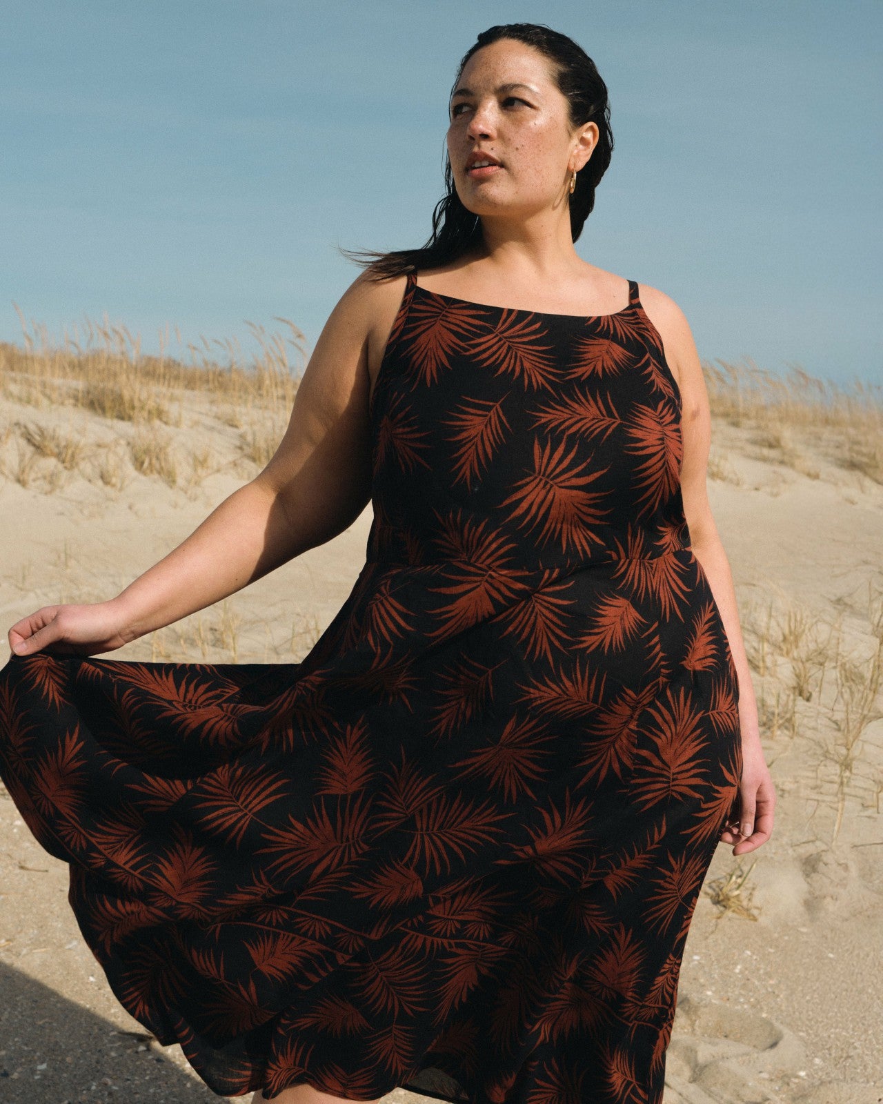 Universal Standard Kuki Linen Blend Midi Dress - Bohem Print
