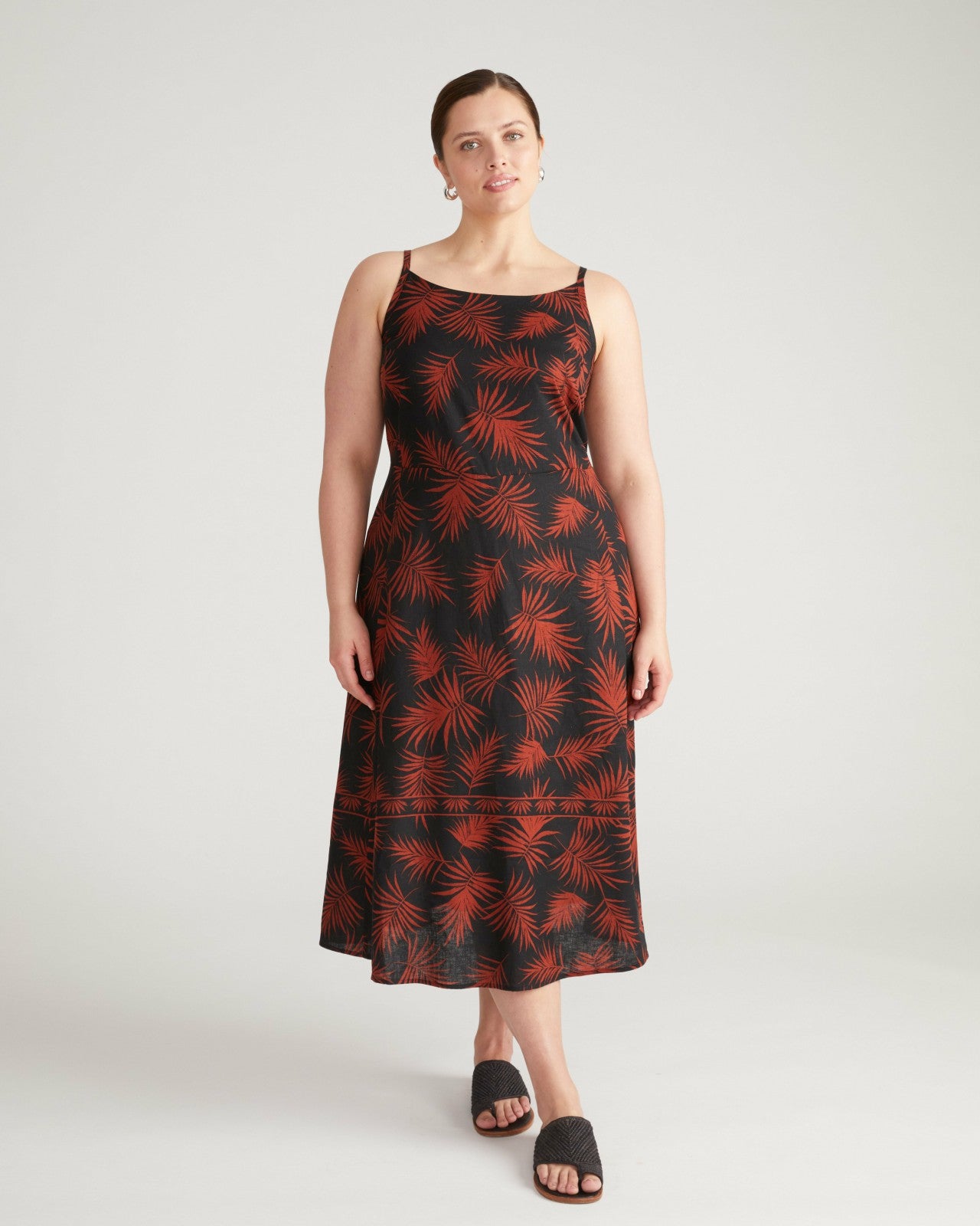 Universal Standard Kuki Linen Blend Midi Dress - Bohem Print