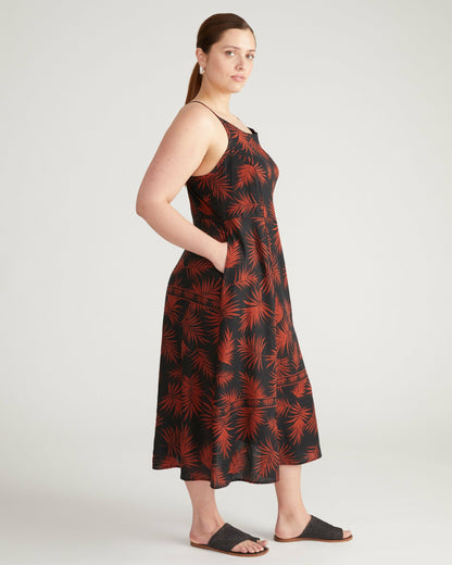 Universal Standard Kuki Linen Blend Midi Dress - Bohem Print