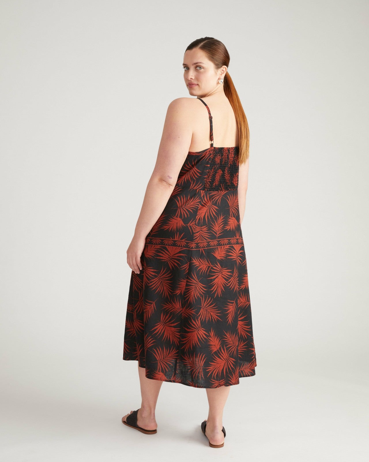 Universal Standard Kuki Linen Blend Midi Dress - Bohem Print