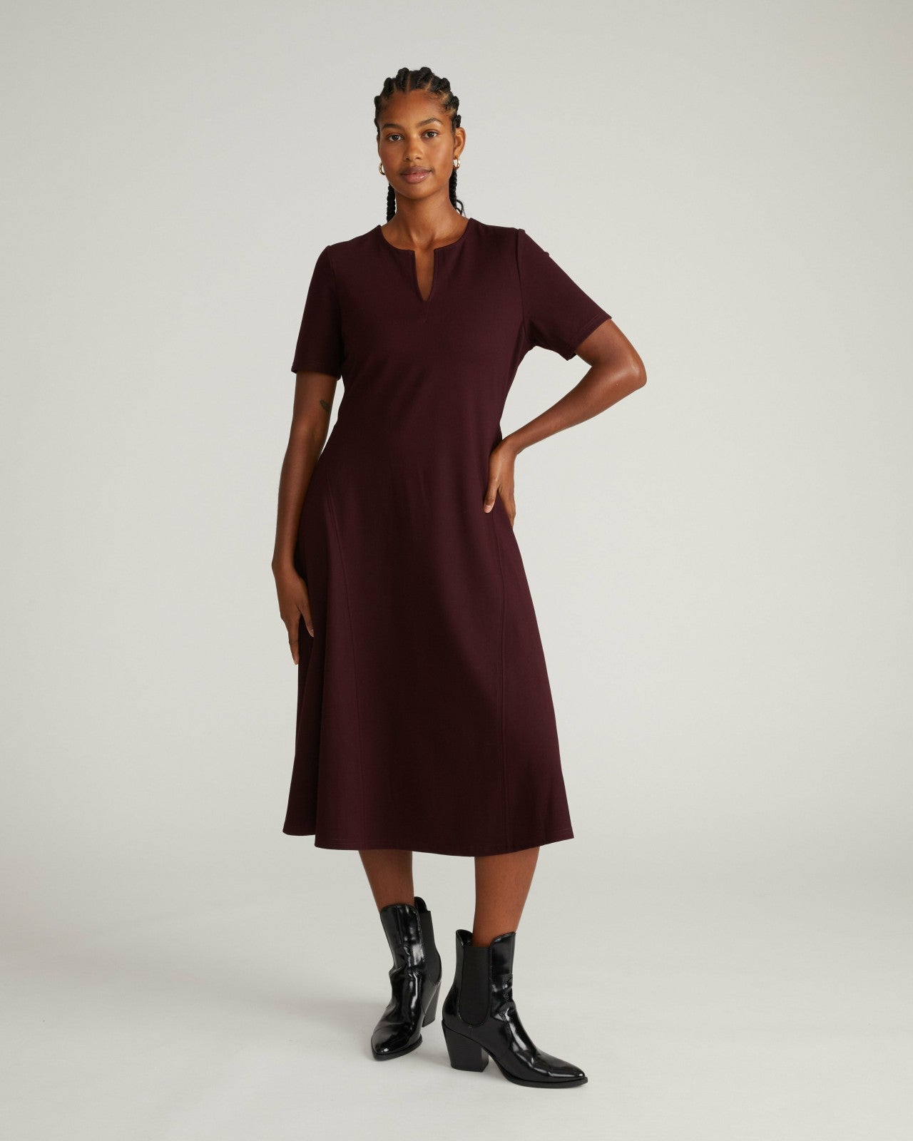 Universal Standard Saskia Ponte Dress - Black Cherry